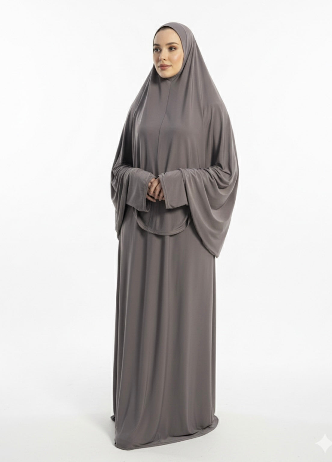 SET KHIMAR + DRESS TAUPE